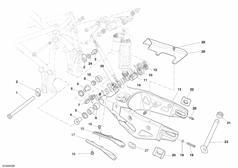 Toutes les pièces pour le Bras Oscillant du Ducati Superbike 999 R Xerox 2006